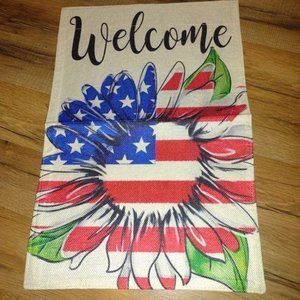 12x18 Welcome 4th of July Sunflower Patriotic Garden Flag USA Memorial Day